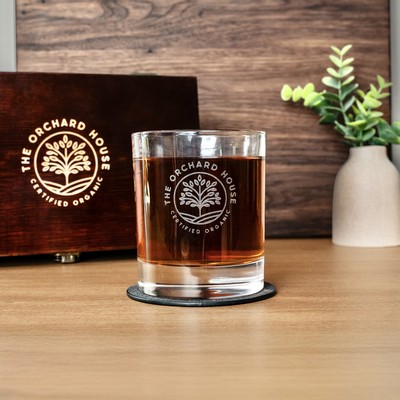 Del Mar DOF Glass - 2 Glasses - Branded Wood Box - Single Imprint